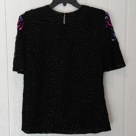 Scala 100% silk blouse with sequin size medium - Picture 8 of 11